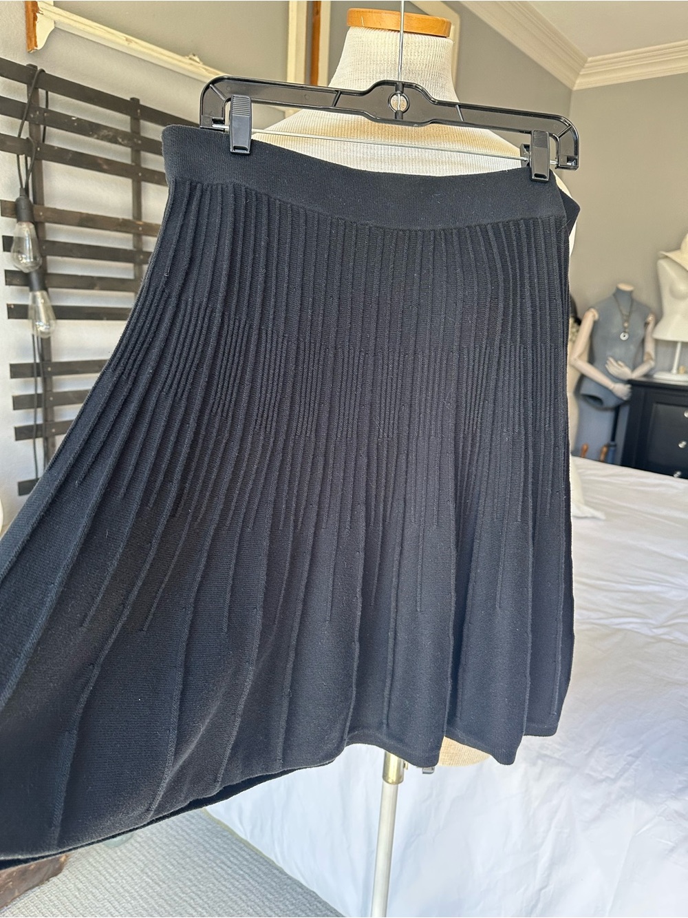 CAbi Black Knit Circle Skirt, size medium - Picture 3 of 7